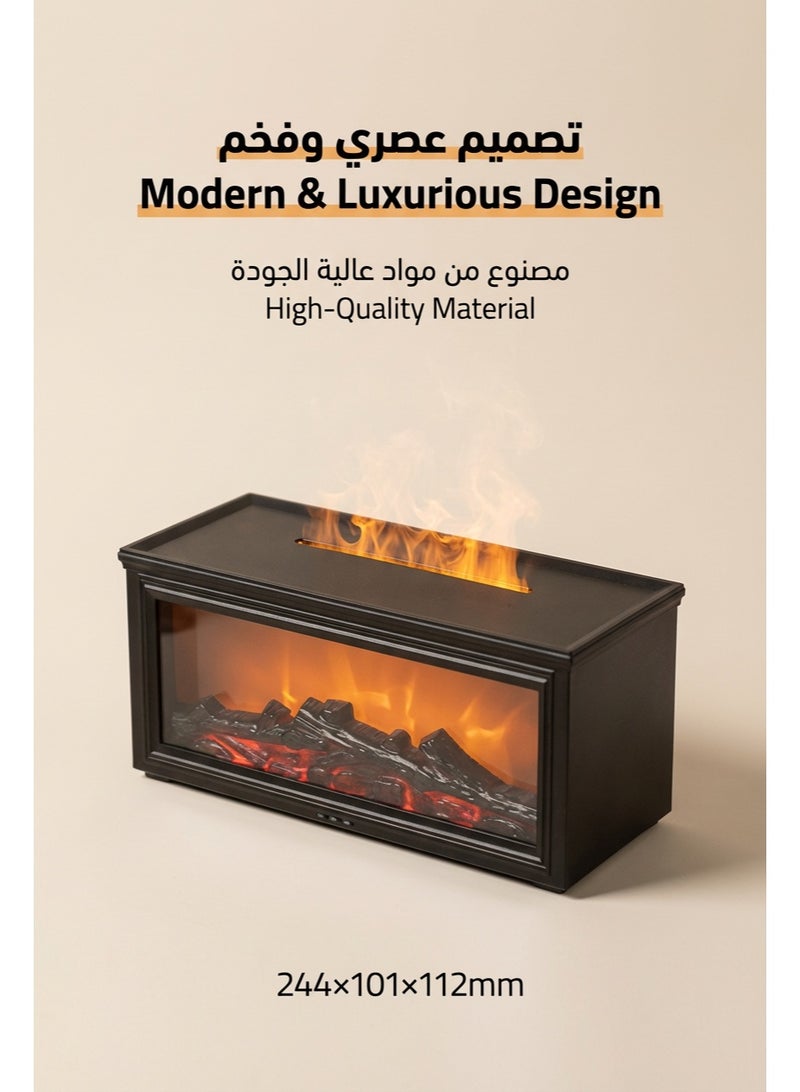 Essential Oil Diffuser | Fireplace Flame-Shaped Essential Oil Diffuser | Upgraded Aromatherapy Humidifier with 7 Flame Colors | Quiet Operation, 280ml, with Remote Control | Ideal for Bedrooms and Home Offices (Black Fireplace) - Image 2